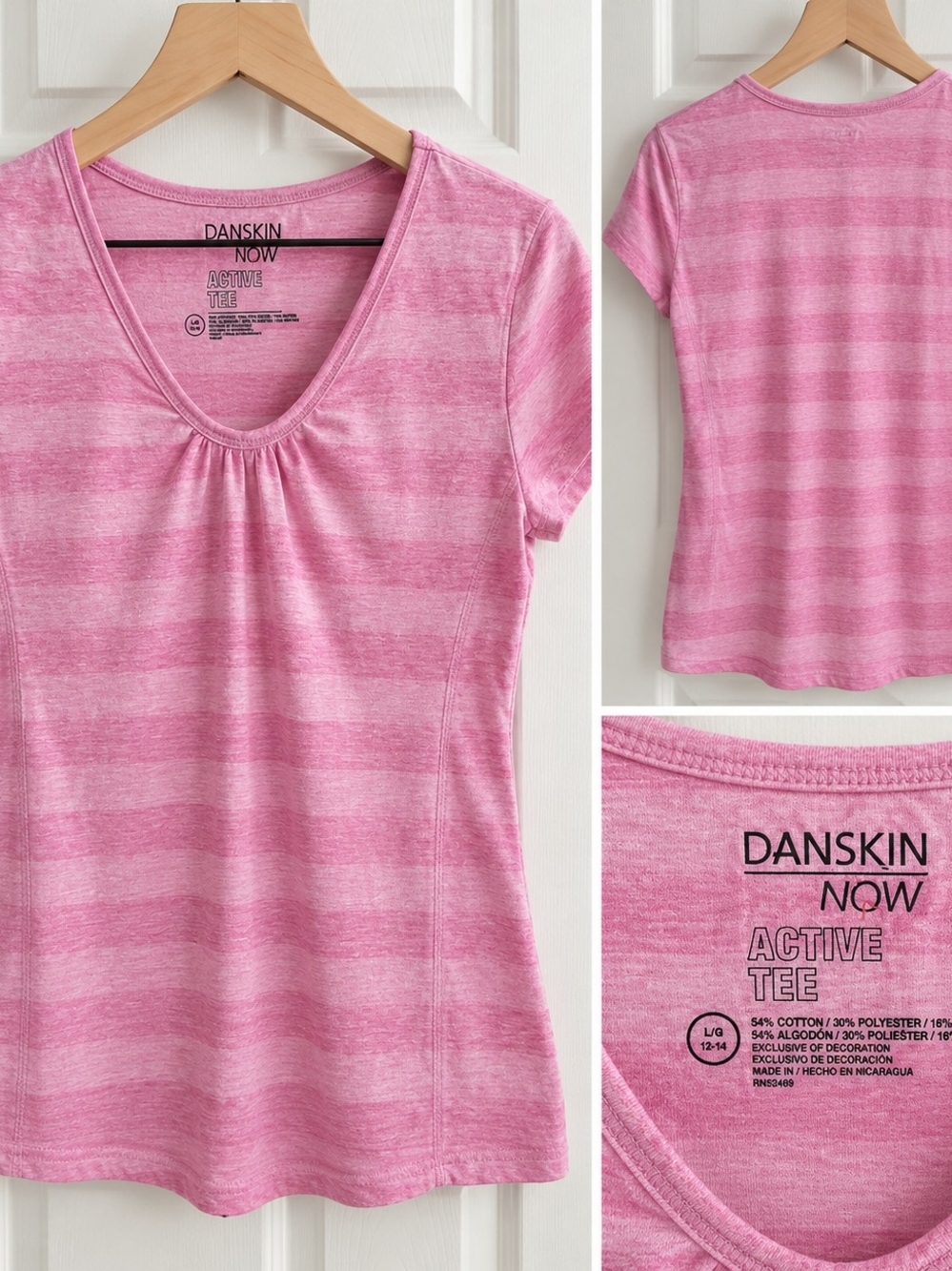 Danskin Now Heathered Pink Short-Sleeve Active Tee